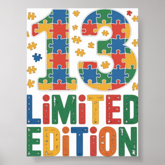 Födelsedag 13 År Gammal Autism Medvetenhet Poster (Framsidan)