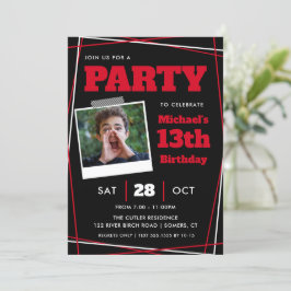 Födelsedag 13/vilken ålder som helst, rött svart f inbjudningar