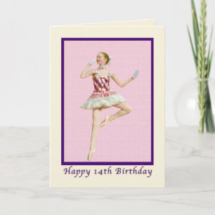Födelsedag, 14:e, Ballerina i Rosa och vitt Kort