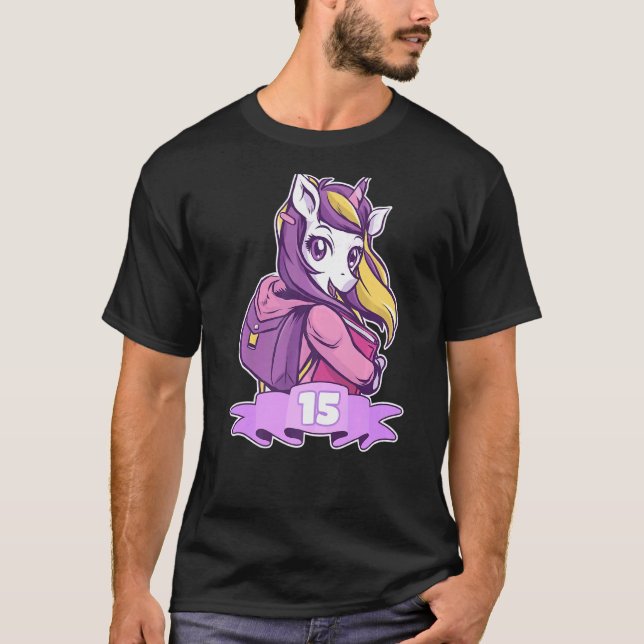 Födelsedag 15 år gammal flickskoltid unico t shirt (Framsida)