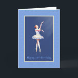Födelsedag 16th, Ballerina på Pointe i Kort<br><div class="desc">En ballerina i henne blått, vit och rosadräkten rymmer en perfekt på pointe placerar i denna themed balett avbildar gjort för att önska någon per lycklig 16th födelsedag. Sken för en strålkastare på ballerina'sens ansikte och ha på sig hon en tiara i henne rött hår. Bakgrunden är en mörk -...</div>