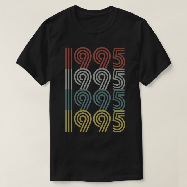 Födelsedag 1995 Retro Stil T Shirt (Design framsida)