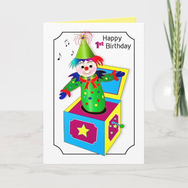 Födelsedag 1: a Jacken Retro i boxen i Vivid Färge Kort (Framsida)