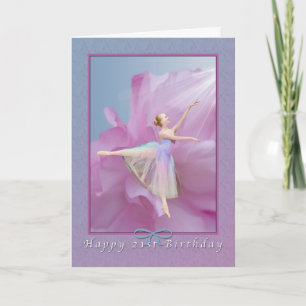 Födelsedag, 21:a, Ballerina på Rosa och Blue Kort