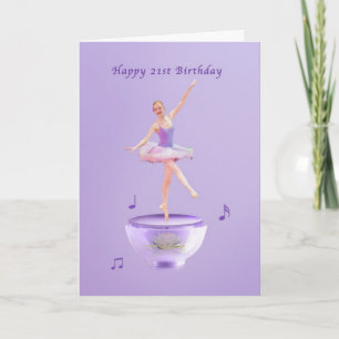 Födelsedag, 21:a, Music Box Ballerina Kort