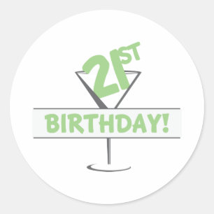 födelsedag 21 klassiskt runda dekal runt klistermärke