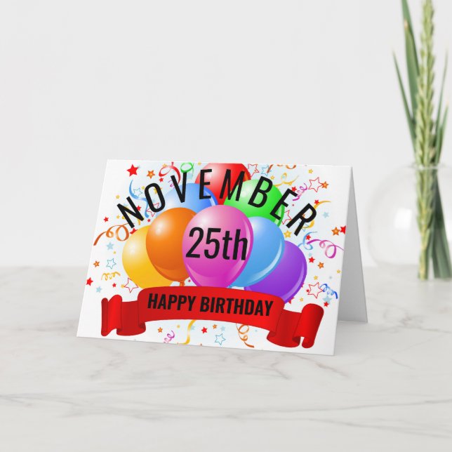 Födelsedag 25 november kort (Framsida)