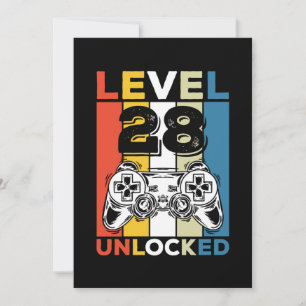 Födelsedag 28:e nivån upplåst 28 Gaming Vintage Inbjudningar