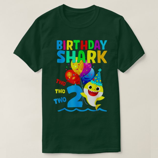 Födelsedag 2 år gammal Cute Shark 2:a presentfamil T Shirt (Design framsida)