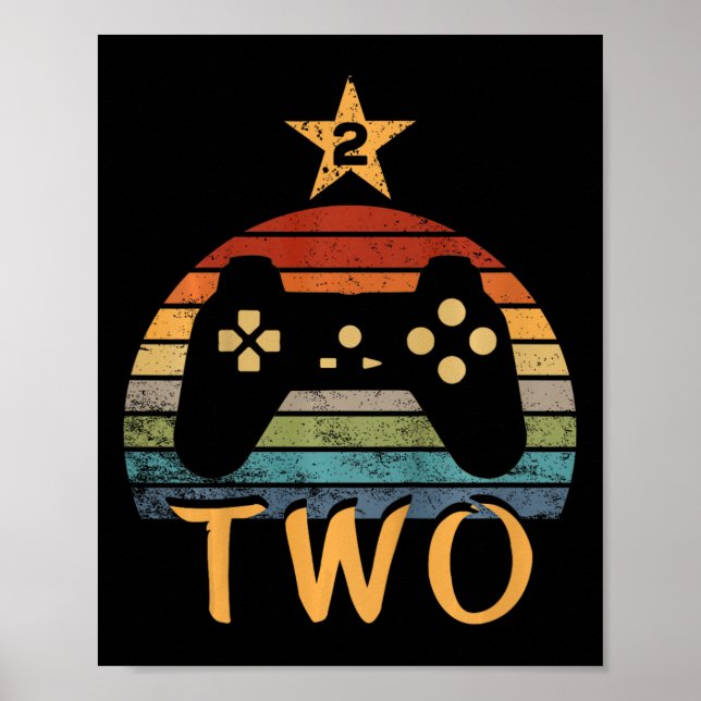 Födelsedag 2 år gammalt videospel 2:a födelsedag poster (Framsidan)