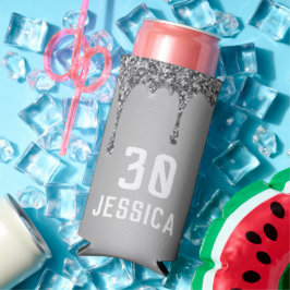 Födelsedag 30:e Eleganten Silver Modern Elegant Fa