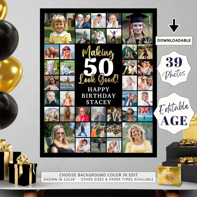 Födelsedag 39 Fotokollage Skapar ÅLDER Se Bra Poster (Skapare uppladdad)