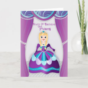 Födelsedag, 3:e prinsessan, tryckt i Lila Blue Gow Kort