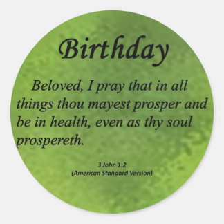 Födelsedag 3 John 1-2 Runt Klistermärke