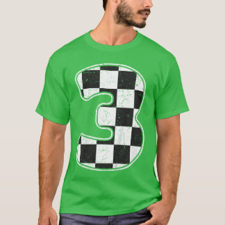 Födelsedag 3 Tre Tävling 3:e födelsedag Tävla Flag T Shirt
