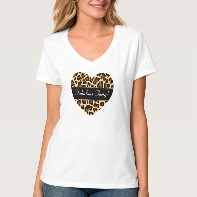 Födelsedag 40 A16 för svart Leopard för guld T-shirt (Framsida)