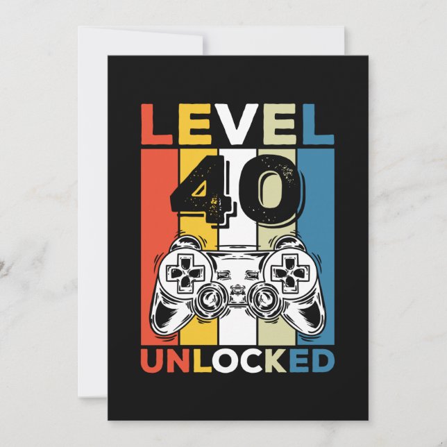 Födelsedag 40:e nivån upplåst 40 Gaming Retro Inbjudningar (Framsida)