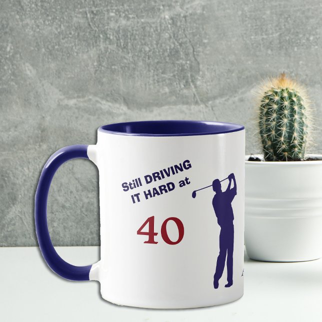 Födelsedag 40 Golfer Blue Silhouette Mugg (Skapare uppladdad)