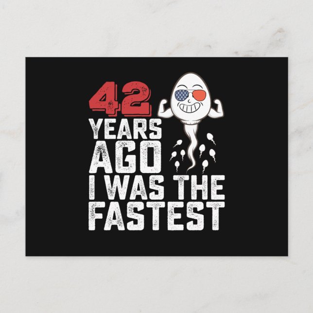 Födelsedag 42 år sedan Jag var snabbast Vykort (Framsida)
