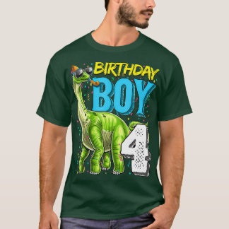 Födelsedag 4 4e födelsedagen Long Nacke Dinosaur T Shirt