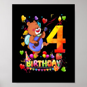 Födelsedag 4 år Gamla barn 4:e födelsedag Poster