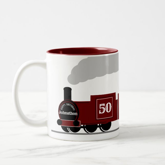 Födelsedag 50:e eller någon annan ålders järnvägsg Två-Tonad mugg (Vänster)