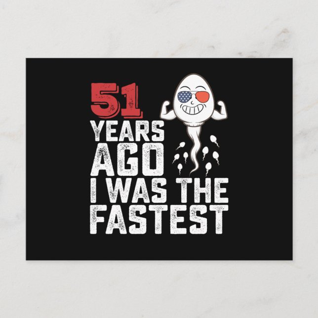 Födelsedag 51 år sedan Jag var den snabbaste Vykort (Framsida)