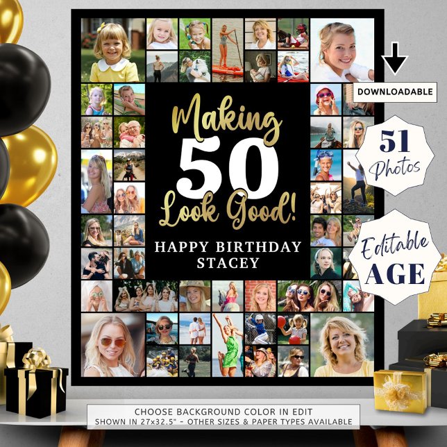 Födelsedag 51 Fotokollage Skapar AGE Bra Poster (Skapare uppladdad)