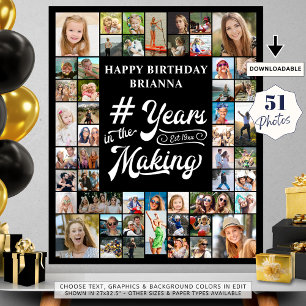 Födelsedag 51 Photo Collage Years (fotosamlingsår) Poster
