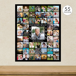 Födelsedag 55 Photo Collage FANTASTISK SINCE Poster