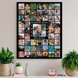 Födelsedag 55 Photo Collage FANTASTISK SINCE Poster