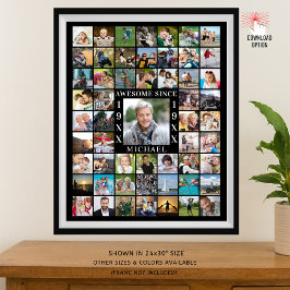 Födelsedag 55 Photo Collage FANTASTISK SINCE Poster