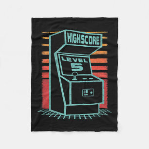 Födelsedag 5 år gammal retro-spelare nivå upp uppl fleecefilt