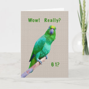 Födelsedag, 61:a, Grönt Macaw Parrot på en limb Kort