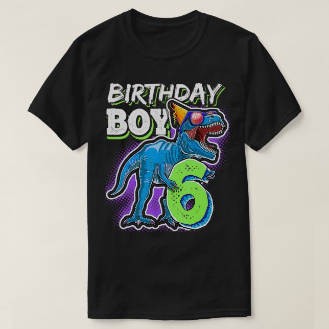 Födelsedag 6 6e Birthday T re Dinosaur Party Gi Shirt (Design framsida)