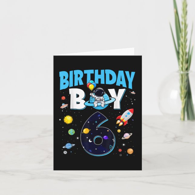 Födelsedag 6 år gammal rymdastronaut 6e födelsedag kort (Framsida)