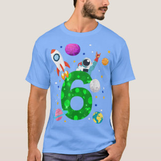 Födelsedag: 6 år med raketer, planeter, stjärnor,  t shirt