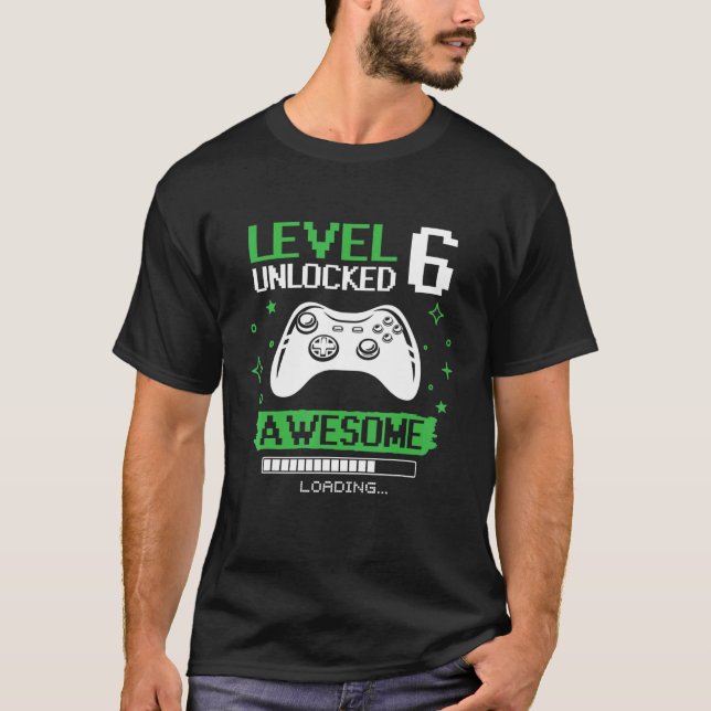 Födelsedag 6 Olåst videospel födelsedag T Shirt (Framsida)