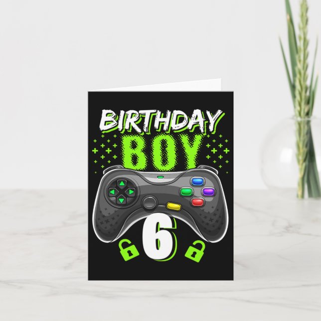 Födelsedag 6 Video Game Controller Gamer 6e Bir Kort (Framsida)