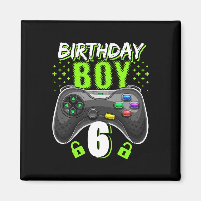 Födelsedag 6 Video Game Controller Gamer 6e Bir Magnet (Framsidan)