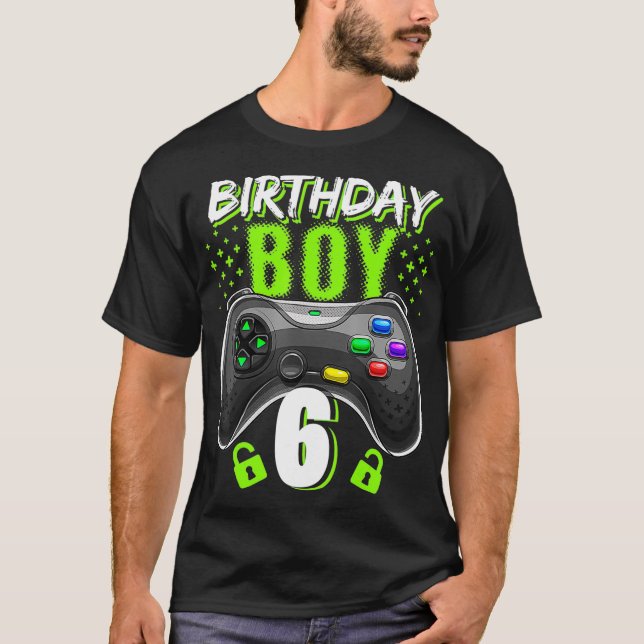 Födelsedag 6 Video Game Controller Gamer 6e Bir T Shirt (Framsida)