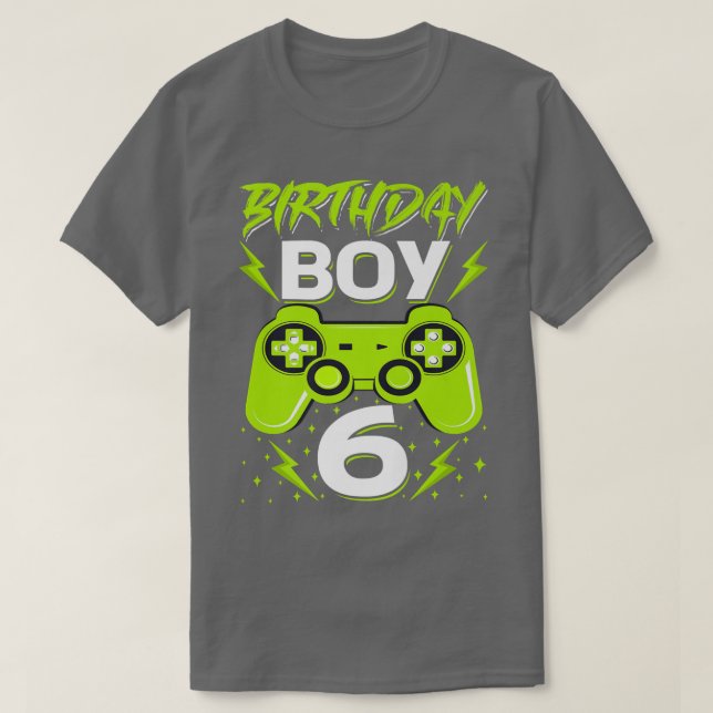 Födelsedag 6 Video Game Controller Gamer 6e Bir T Shirt (Design framsida)