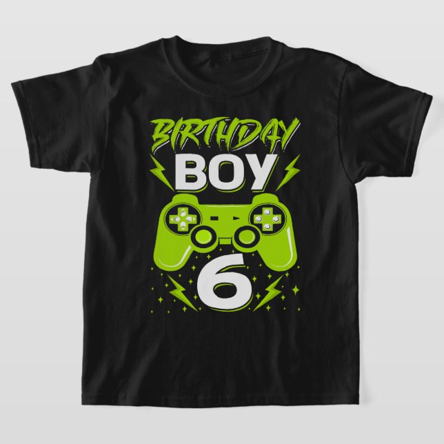 Födelsedag 6 Video Game Controller Gamer 6e Bir T Shirt (Laydown)