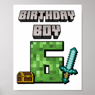 Födelsedag 6e födelsedag Jag är sex år gammal Game Poster