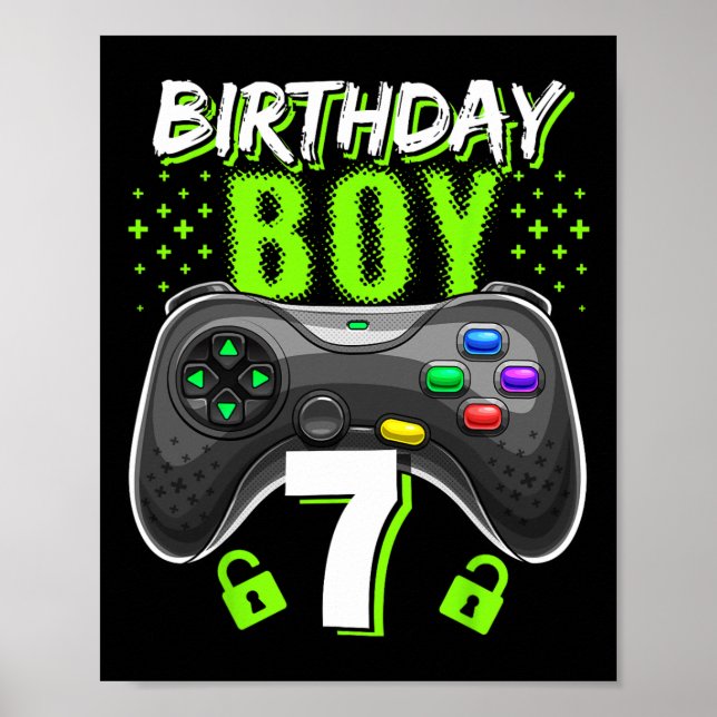 Födelsedag 7 Video Game Controller Gamer 7:e Bir Poster (Framsidan)