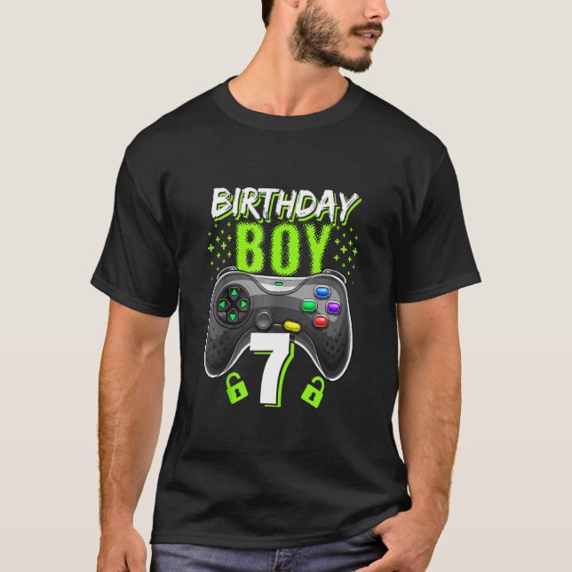 Födelsedag 7 Video Game Controller Gamer 7:e Bir T Shirt (Framsida)