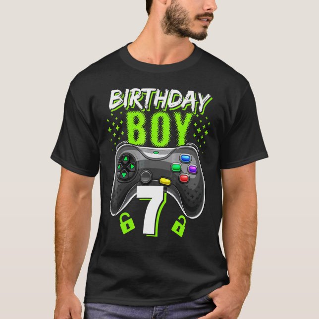 Födelsedag 7 Video Game Controller Gamer 7:e Bir T Shirt (Framsida)