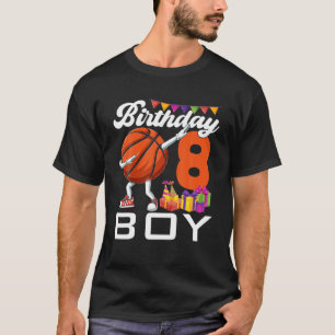 Födelsedag 8 år gammal Dabbing Basketball Boll 8 å T Shirt