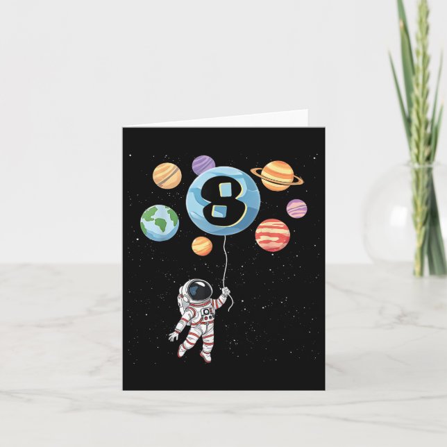 Födelsedag 8:e astronaut 8:e året gamla rymdplanet kort (Framsida)