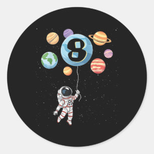 Födelsedag 8:e astronaut 8:e året gamla rymdplanet runt klistermärke